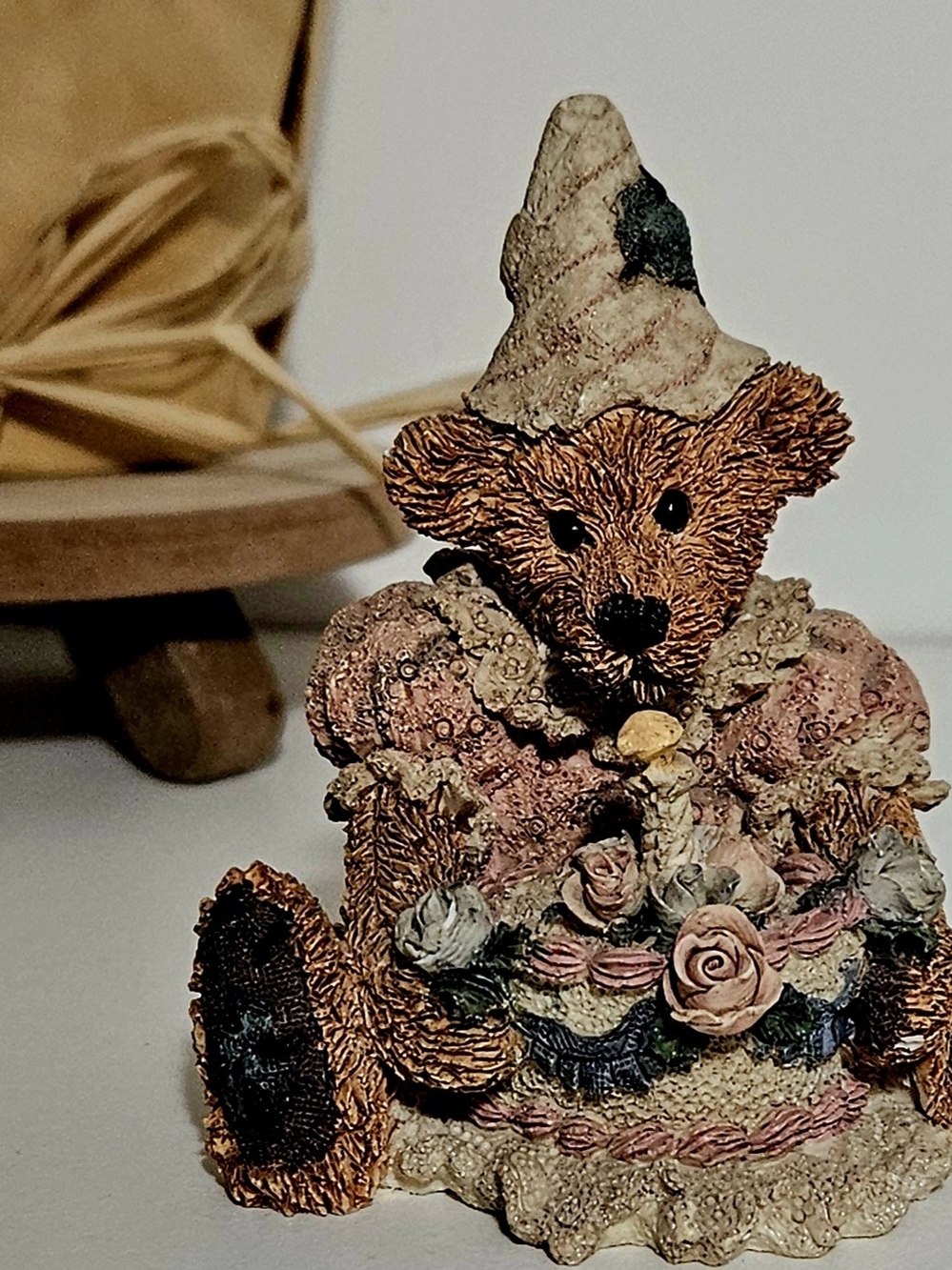 Boyds Bears & Friends Figurine 1993 Teddy Bear Floral Dress Limited Edition